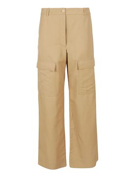 Pantaloni cargo in cotone a gamba larga