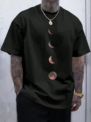 Moon pattern design -100% cotton summer O-neck short sleeve casual printed T-shirt
