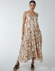 Trapeze Maxi Dress - M / OATMEAL - female
