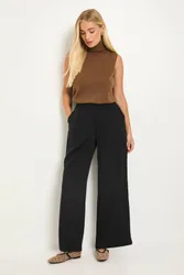 Women's Petite Woven Wide Leg Trouser in Black Size: 8 - Black - Size: 8