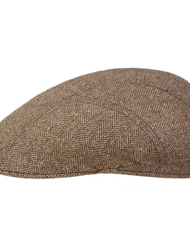 Herringbone UV Silk Driver Flat Cap by - brown - Herren - Size: 59 cm - Stetson - FashionsVida