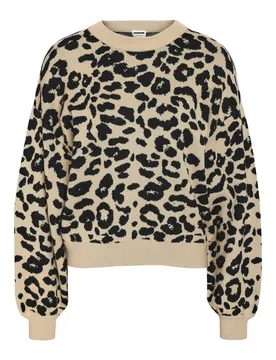 Strickpullover - NMCHARLOTT L/S O-NECK KNIT FWD NOOS - XS bis S - für Damen - Größe S - leopard - Frauen - female - Noisy may - FashionsVida