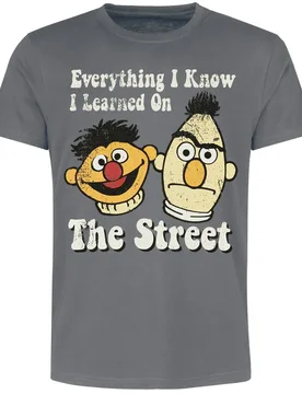 T-Shirt - Ernie und Bert - Everything I Know I Learned On The Street - S bis 3XL - für Männer - Größe 3XL - multicolor - EMP exklusives - Männer - Sesamstraße - FashionsVida