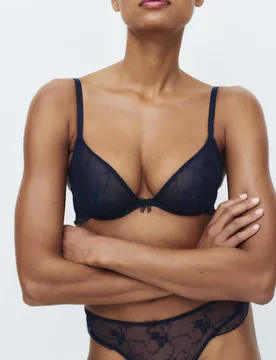 Helena Embroidered Wired Plunge Bra A-E Nightshade female - B by Boutique - FashionsVida