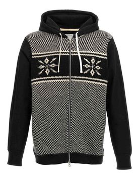 Felpa con cappuccio con inserto jacquard