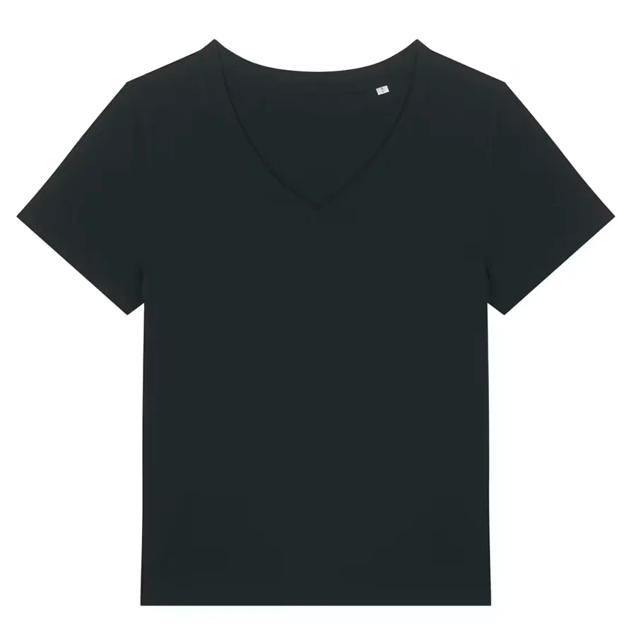 Organic Cotton Black V-Neck T-Shirt - Natural Collection Select - FashionsVida