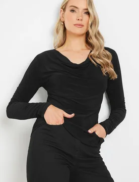 Women's Tall Cowl Neck Top in Black Size: 8 - Black - Size: 8 - Long tall sally - FashionsVida