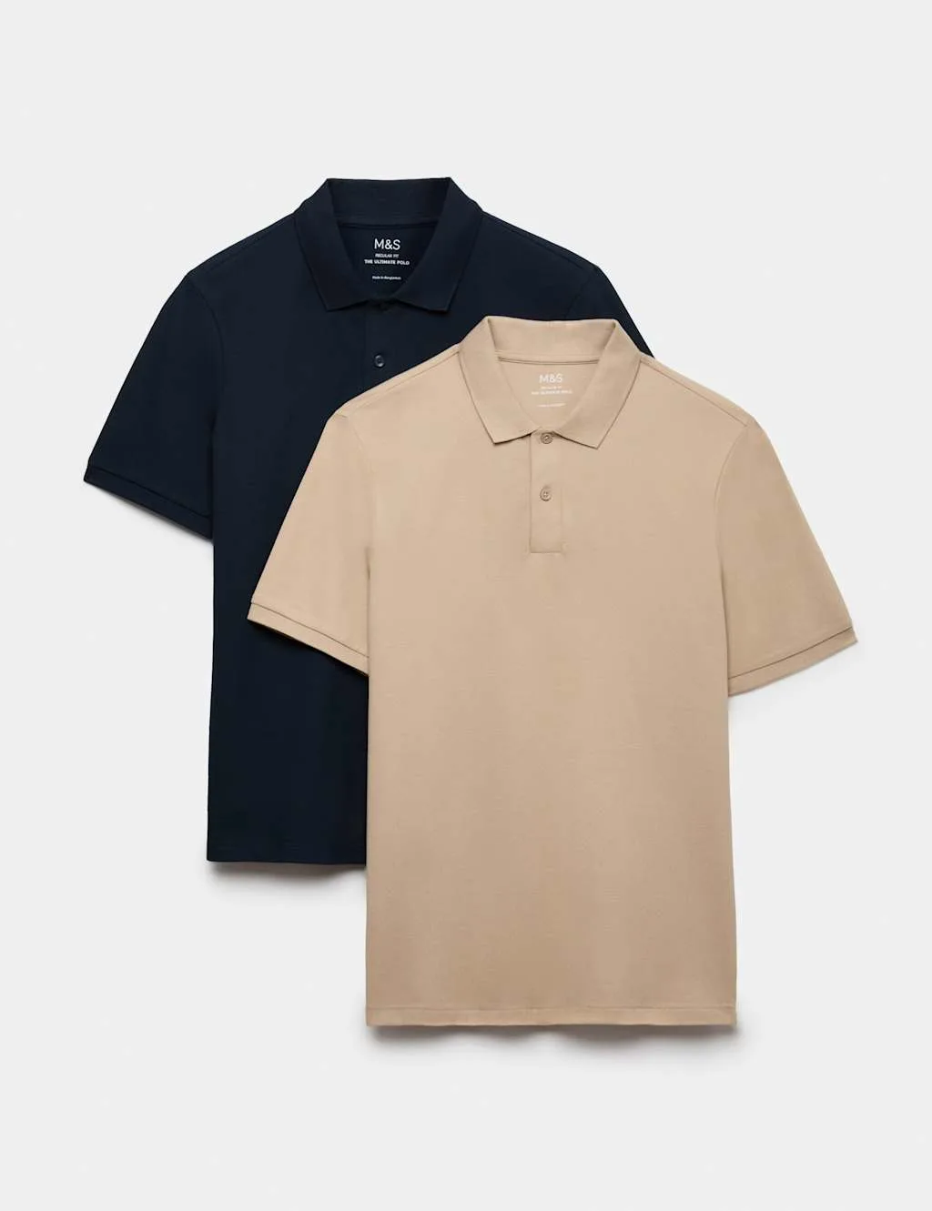 Ultimate 2 Pack Cotton Rich Polo Shirts Sand Mix male - M&S - FashionsVida
