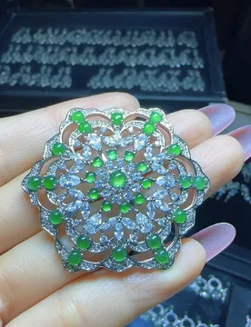 Natural A jadeite ice green egg surface flower brooch pendant dual-purpose (choose one of the best for diversity) - Aliexpress - FashionsVida