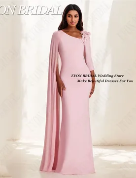 EVON BRIDAL Mermaid Celebrity Red Carpet Dresses V-Neck 3/4 Sleeve Satin Flowers Elegant فساتين سهرات Party Gowns With Cape - Aliexpress - FashionsVida