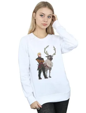 Women's Frozen 2 Sven & Kristoff Sweatshirt in White Size: 2XL - White - Size: 2XL - Disney - FashionsVida