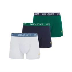 Mens And Barclay 3pk Trunks In Blue/grn/wht - Multicolour Cotton - Size Small