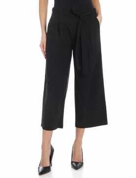 Pantalone crop con fiocco in vita