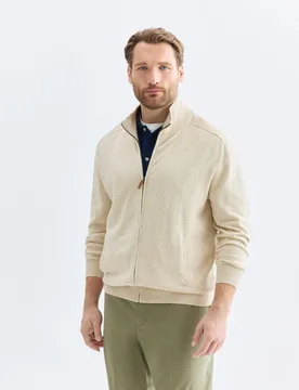 Cardigan de hombre de c-semicisne cremallera liso tallas grandes - Emidio Tucci - FashionsVida