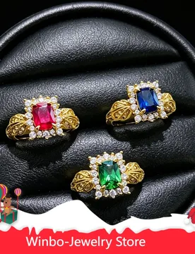 Italian Style - Emerald Exquisite Craftsmanship Lace-edge Ring - 18K Gold Open Ring - Suitable for Wearing At Birthday Parties - Aliexpress - FashionsVida