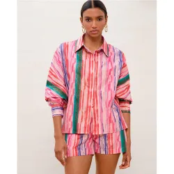 Camisa de mujer oversize de rayas con lurex