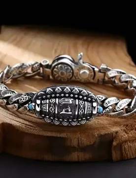 New Six-Word Mantra Charm Bracelet Turning Beads Domineering Men's Creative Design Fashion Jewelry - Aliexpress - FashionsVida