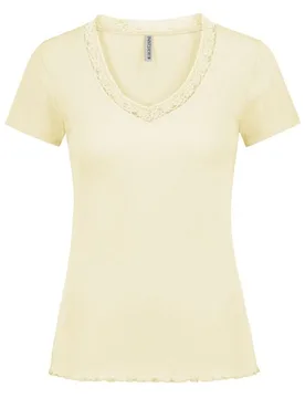 T-Shirt - T-SHIRT WITH LACE - XS bis M - für Damen - Größe M - gelb - Frauen - female - Eight2Nine - FashionsVida