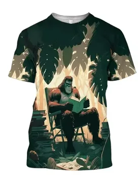 Funny Gorilla Pattern Short Sleeve T Shirt for Men Featuring 3D Printed Orangutan Animal Design Casual Loose Fit Summer - Aliexpress - FashionsVida