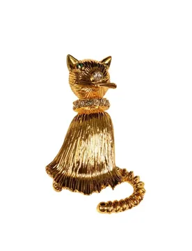 Gold Kitten Brooch，Adorable Cat Jewelry with Crystal Eyes, Luxury Gold-Plated Gift for Women, Book Club & Tea Party Accessorie - Aliexpress - FashionsVida