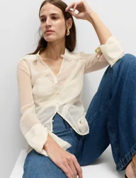 Seam Detail Collared Shirt Ivory female