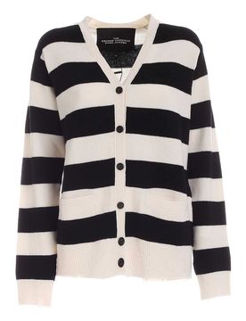 Cardigan a righe in lana