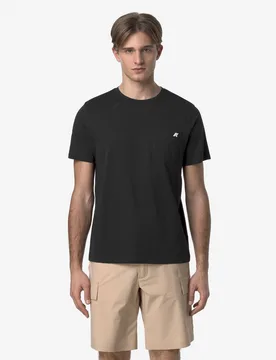 T-shirt nera mezza manica in puro cotone con taschino - K-way - FashionsVida