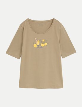 T-Shirt mit Print Beige XL