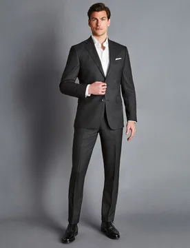 Slim Fit Super 120s Wool Suit Jacket Grey male - Charles Tyrwhitt - FashionsVida