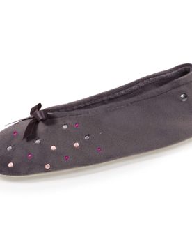 Chaussons ballerines Pois Brodés gris foncé 37/38