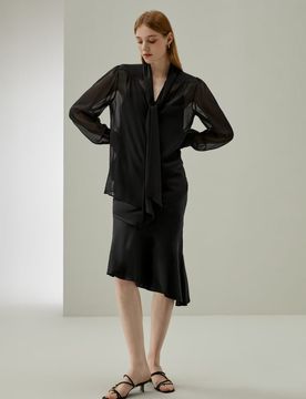 Italia Camicette Di Seta Blusa Jasmine In Seta Con Papillon 100% Seta Pura E Naturale