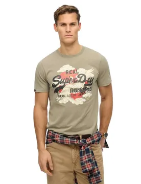 T-shirt à Manches Courtes Vl Tokyo Relaxed Fit Light Khaki Green M - Superdry - FashionsVida
