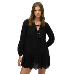 Robe Courte à Manches Longues Broderie Black XL