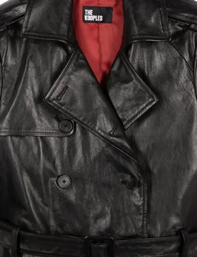 Gabardina larga de mujer en piel - The Kooples - FashionsVida