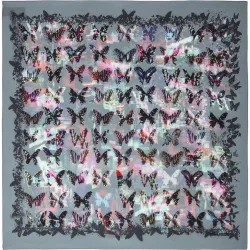 Zadig & Voltaire - Pañuelo de mujer de seda cuadrado con estampado de mariposas
