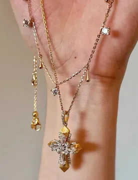 Italian Brushed Craft Cross Pendant Vatican Style Two Tone Gold Vintage Rupert's Tears Layered Necklace Women Jewelry - Aliexpress - FashionsVida