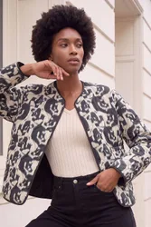 Women's Soft Printed Quilted Jacket in Ivory Size: 20 - Ivory - Size: 20