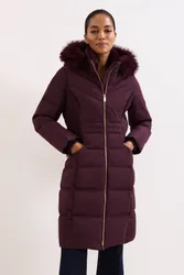 Women's Amber Midi Puffer Jacket in Wine Size: 10 - Wine - Size: 10