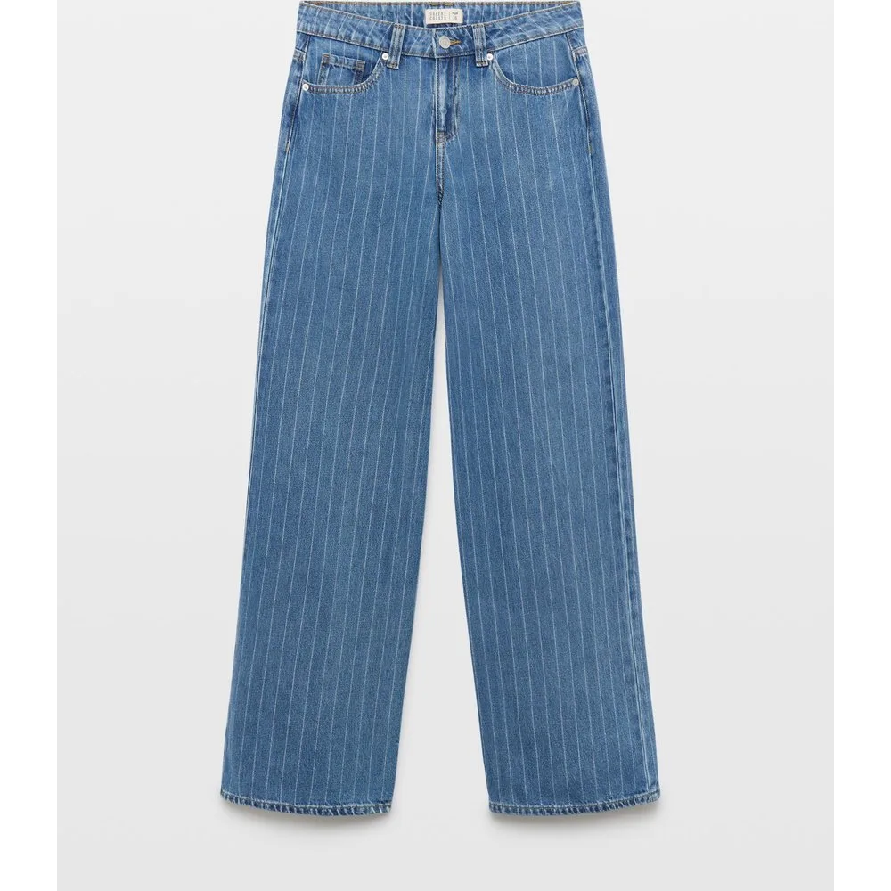 Pantalón recto de mujer con rayas lurex - Green Coast - FashionsVida