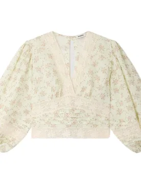Top de mujer corto con estampado floral y encaje - sandro - FashionsVida