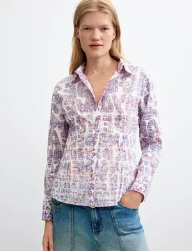 Chemise à imprimé fleuri 100 % coton RED M female - Desigual - FashionsVida