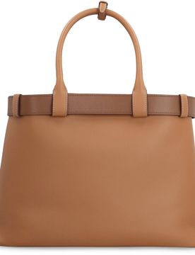 Buckle Pebbled Calfskin Leather Handbag with Removable Strap