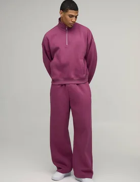Men's Oversized Boxy Slouchy Quarter Zip Funnel Neck Tracksuit Purple Size X-Small Purple XS - boohooMAN - FashionsVida
