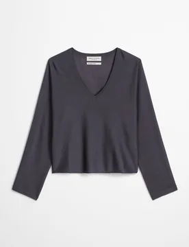 Sudadera de mujer oversize con cuello de pico de una mezcla de lana merina y viscosa - MARC O'POLO - FashionsVida
