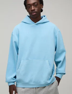 Men's Oversized Over The Head Washed Hoodie Light Blue Size X-Large Light Blue XL - boohooMAN - FashionsVida