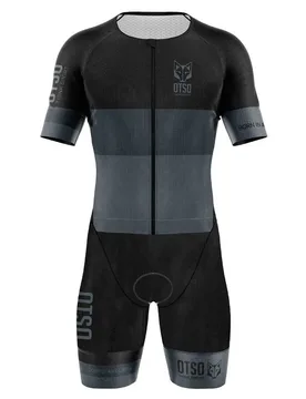Black Short Sleeve Trisuit Black M Men - OTSO - FashionsVida