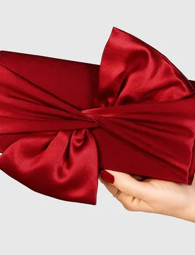 Women's Evening Wedding Bridal Satin Prom Party Clutch Shoulder Bag in Burgundy - Burgundy - Size: One Size - Ajvani - FashionsVida