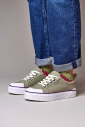 Women's 'Levan' Chunky Canvas Trainers Shoes in Pale Green Size: 6 - Pale Green - Size: 6