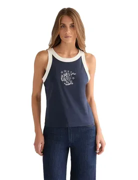 Maglietta Senza Maniche Ringer Navy 2XL