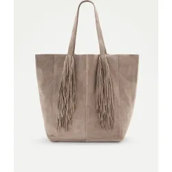 Bolso shopper de piel con mini tachas